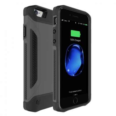 Odolný ochranný kryt s externí baterií 4000mAh pro Apple iPhone 6 / 6S / 7 / 8 - šedý