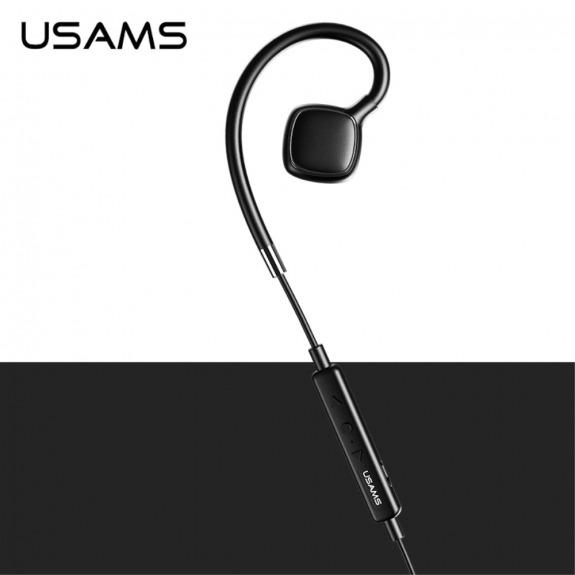 USAMS sportovní voděodolná sluchátka s bezdrátovým Bluetooth připojením pro Apple iPhone - černá