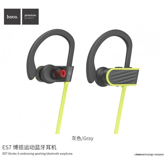HOCO bezdrátová Bluetooth sportovní sluchátka pro Apple iPhone - šedo-žlutá
