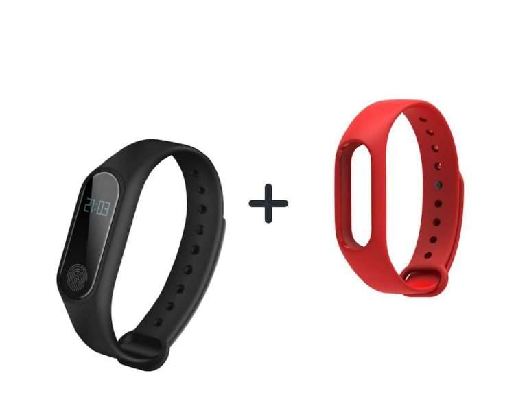 Smartuj Fitness náramek M2 – Bluetooth 4.0 SMW0001 v černém provedení + náhradní řemínek dle vlastního výběru! Barva: Červená