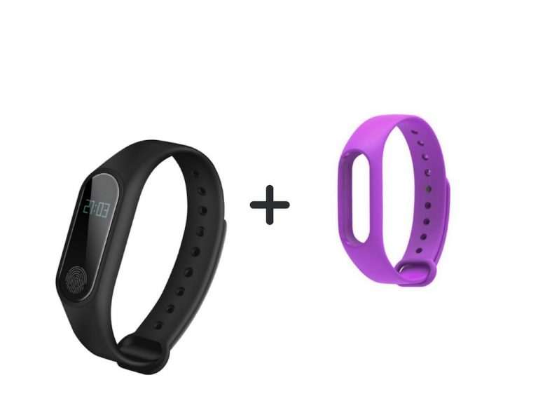 Smartuj Fitness náramek M2 – Bluetooth 4.0 SMW0001 v černém provedení + náhradní řemínek dle vlastního výběru! Barva: Fialová