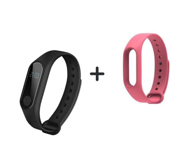 Smartuj Fitness náramek M2 – Bluetooth 4.0 SMW0001 v černém provedení + náhradní řemínek dle vlastního výběru! Barva: Růžová