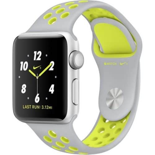 Apple Watch Nike+ 38mm pouzdro ze stříbrného hliníku – matně stříbrný / Volt sportovní řemínek Nike (MNYP2CN/A)