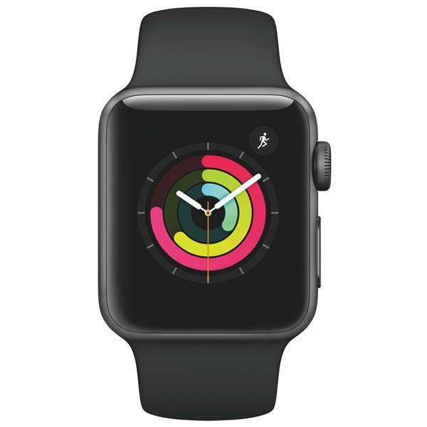 Apple Watch Series 3 GPS 38mm pouzdro z vesmírně šedého hliníku – černý sportovní řemínek (MTF02CN/A)