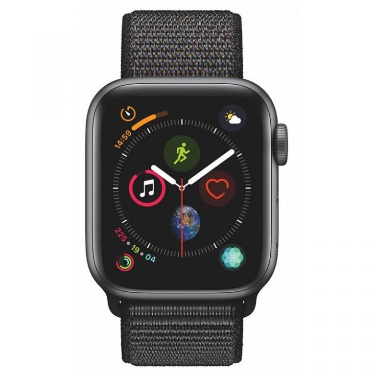 Apple Watch Series 4 GPS 40mm pouzdro z vesmírně šedého hliníku – černý provlékací sportovní řemínek SK verze (MU672VR/A)