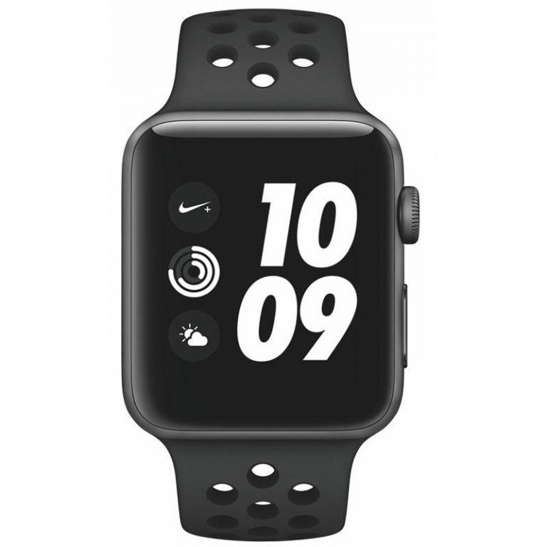 Apple Watch Nike+ Series 3 GPS 42mm pouzdro z vesmírně šedého hliníku – antracitový/černý sportovní řemínek Nike (MTF42CN/A)