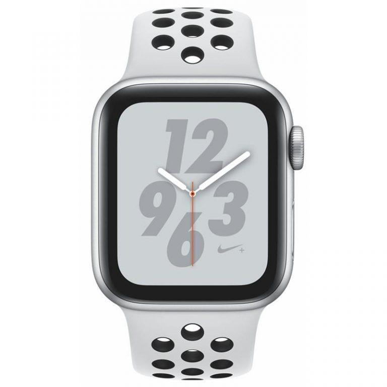 Apple Watch Nike+ Series 4 GPS 40mm pouzdro ze stříbrného hliníku – platinový/černý sportovní řemínek Nike (MU6H2HC/A)