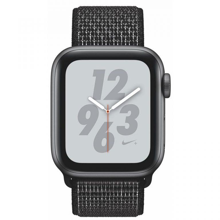 Apple Watch Nike+ Series 4 GPS 40mm pouzdro z vesmírně šedého hliníku – černý provlékací sportovní řemínek Nike (MU7G2HC/A)