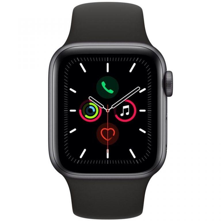 Apple Watch Series 5 GPS 40mm pouzdro z vesmírně šedého hliníku – černý sportovní řemínek (MWV82HC/A)